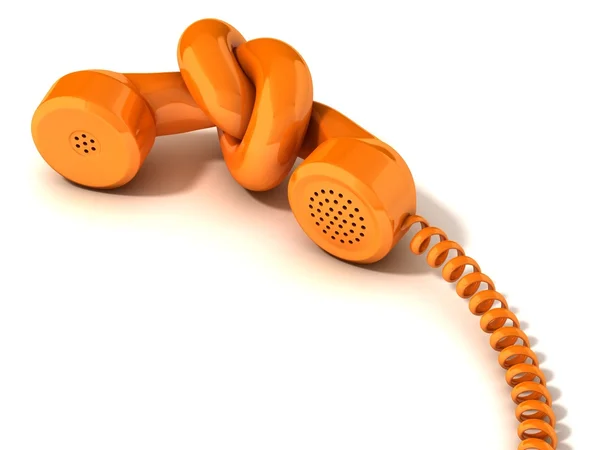 Kommunikationsproblem - Telefonhörer verknotet — Stockfoto