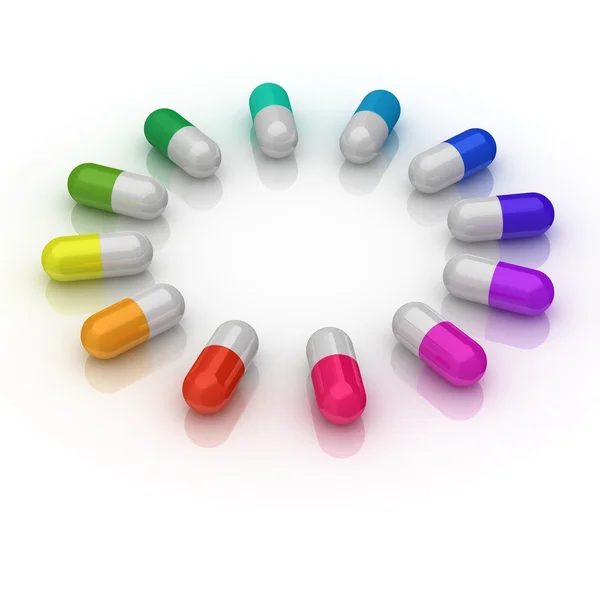 Colorful medical pills 3d concept — Stock Photo, Image