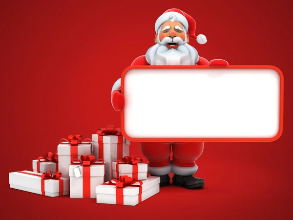 Santa claus holding blank board - copy space — Stock Photo, Image