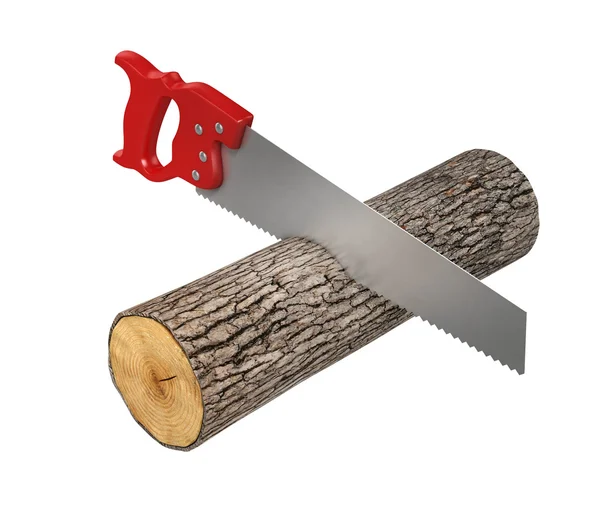 Säge sägt das Holz — Stockfoto