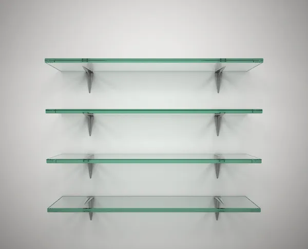 Empty glass shelves — Stock Photo, Image