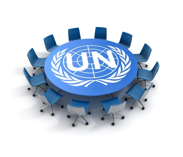Третья концепция заседания ООН — стоковое фото