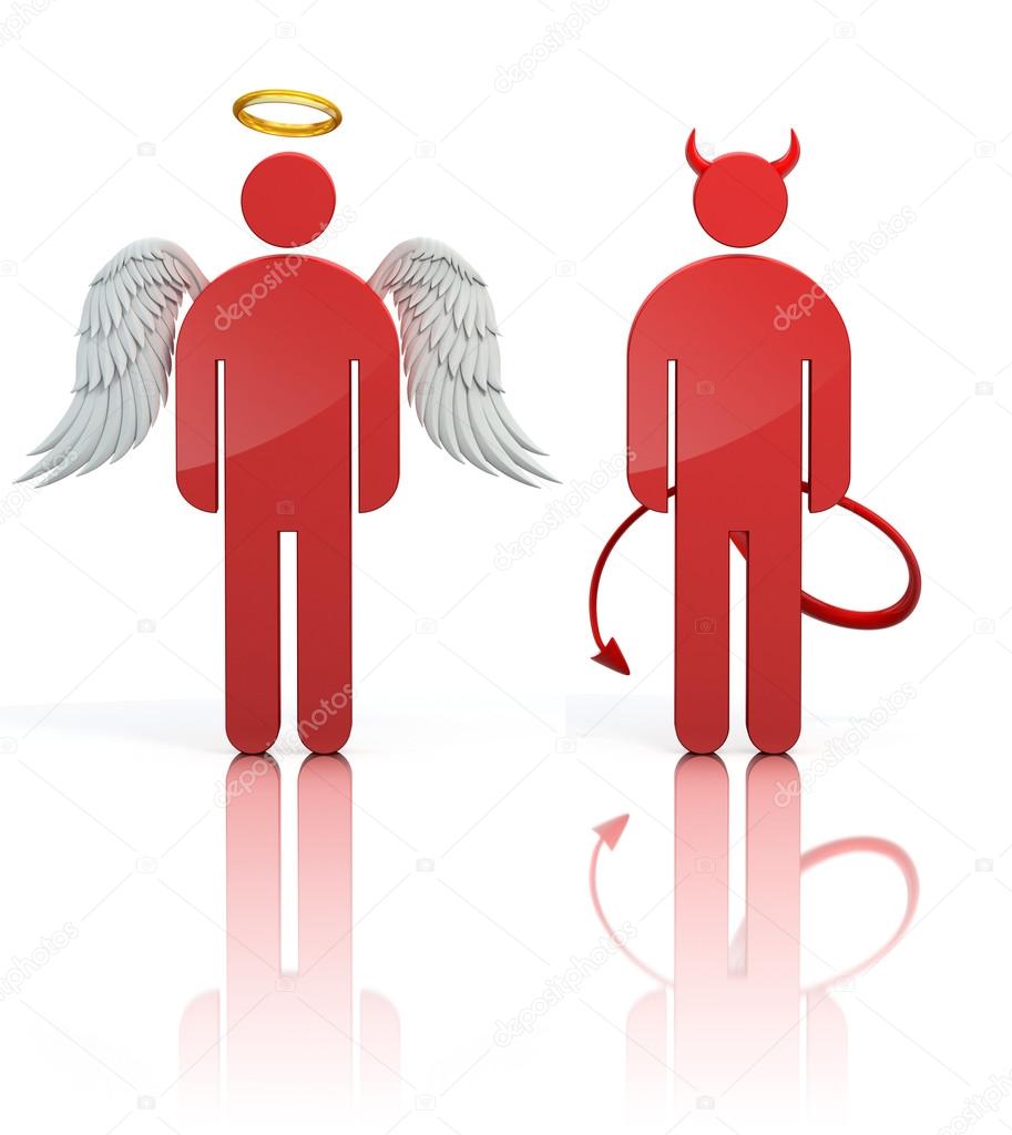 Shoulder angel and devil 3d icons isolated