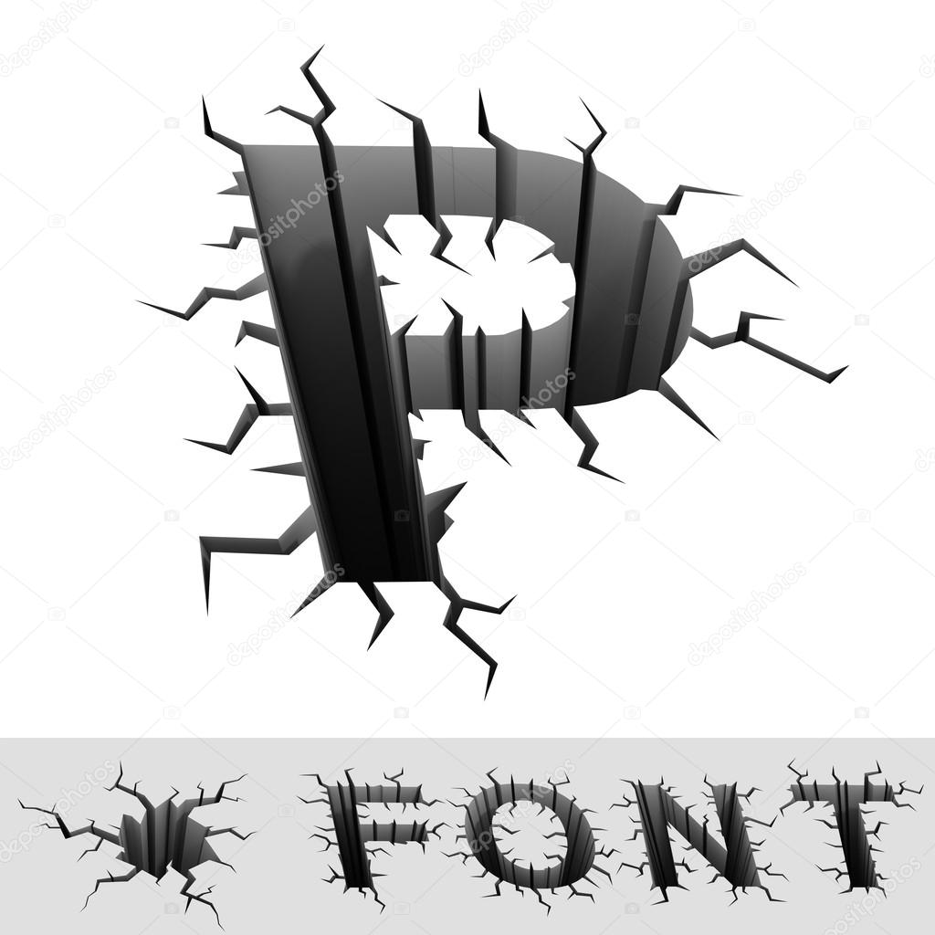 Cracked font letter P