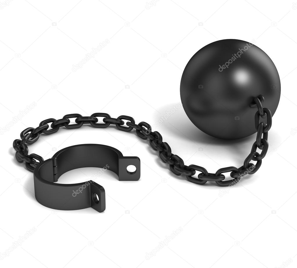 Open prisoner shackle isolated on white