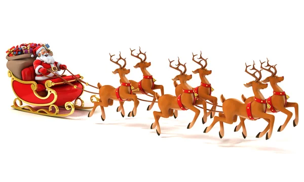 Santa sledge deers — Stock Photo, Image