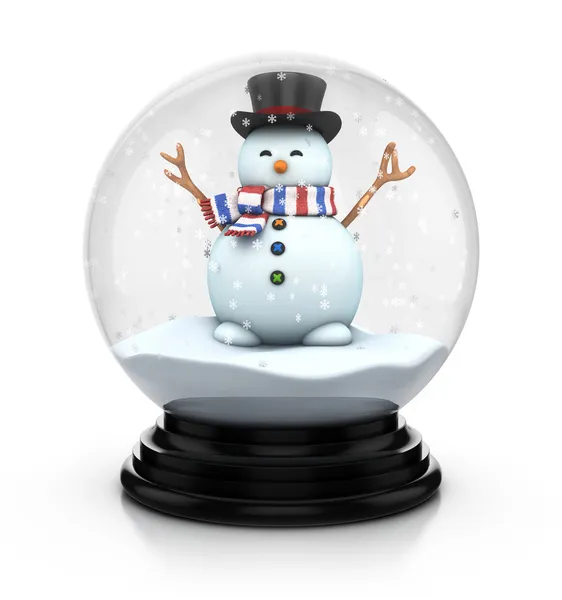 Boneco de neve com cúpula de neve — Fotografia de Stock