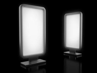 siyah arka plan üzerine iki boş dikey Pano