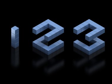 1 2 3 3d Cubical font numaraları