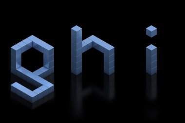 kübik 3d yazı harfleri g h ı