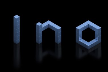 3d Cubical font l n o mektupları
