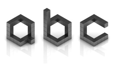 b c Cubical 3d yazı harfleri