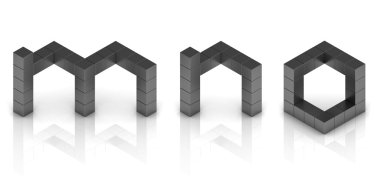 3d Cubical font m n o mektupları