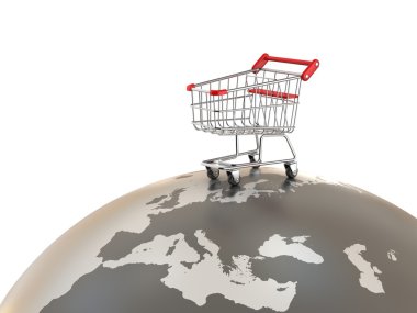 Dünya üzerinde alışveriş sepeti