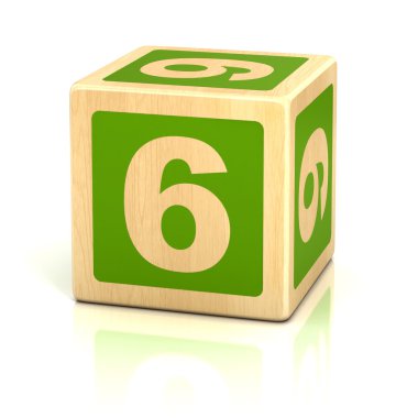 6 numara. 6 tahta blok yazı tipi.