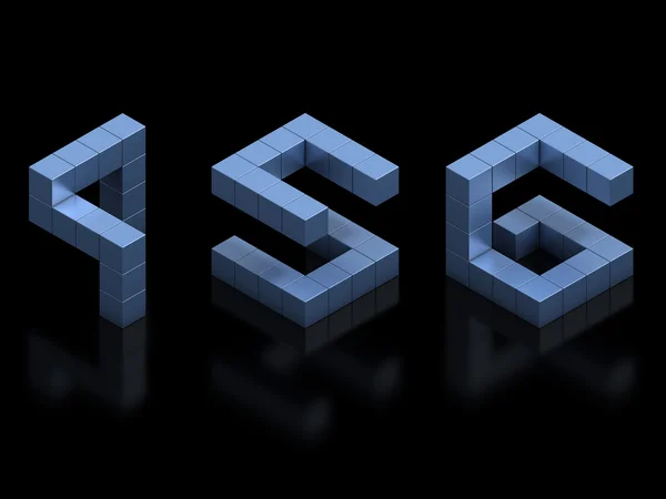 Cubical 3d font numbers 4 5 6 — Stock Photo, Image