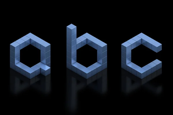 Cubical 3d letras de fonte a b c — Fotografia de Stock