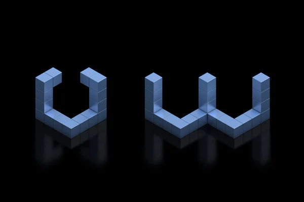 立体 3d 字体字母 v w — 图库照片