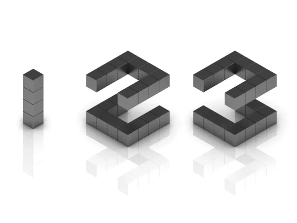 Cubical 3d font numbers 1 2 3 — Stock Photo, Image