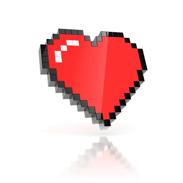 Pixelated srdce 3d ikony — Stock fotografie