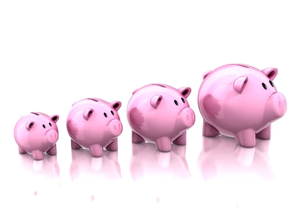Piggy bankalar tasarruf büyüme — Stok fotoğraf