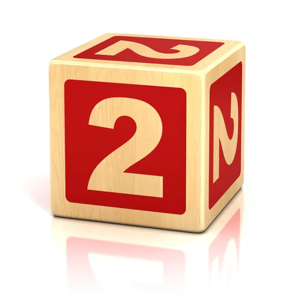 Numărul doi 2 font blocuri de lemn — Fotografie, imagine de stoc