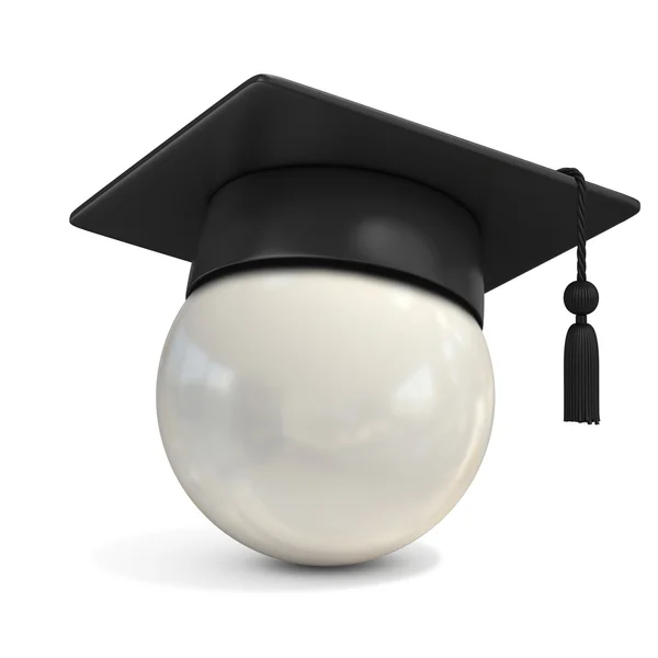Bola blanca con gorra de graduación —  Fotos de Stock