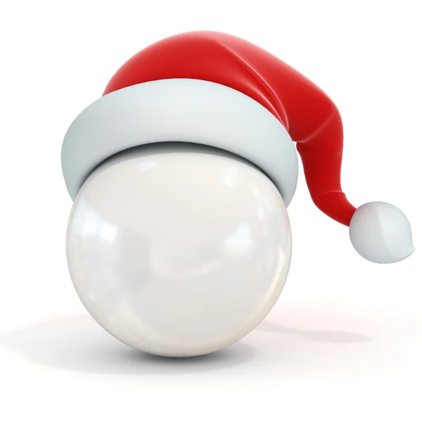 Bola blanca con sombrero de Santa Claus — Foto de Stock