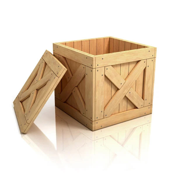 Open wooden crate — Stock Photo, Image