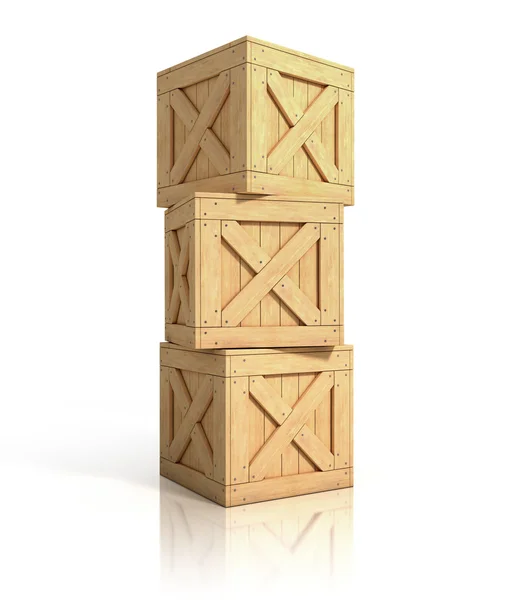 Cajas de madera aisladas — Foto de Stock