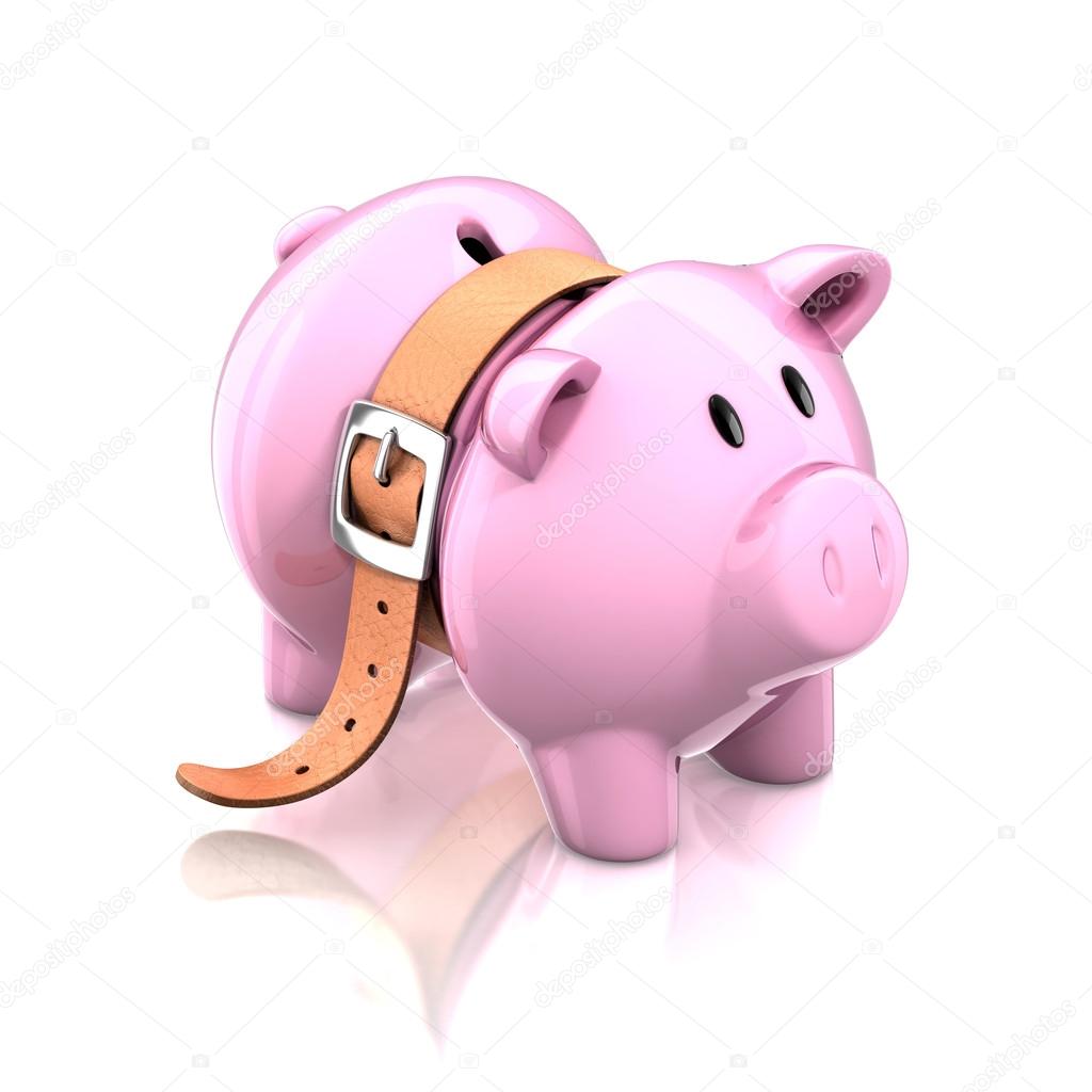 Piggy bank with tighten belt