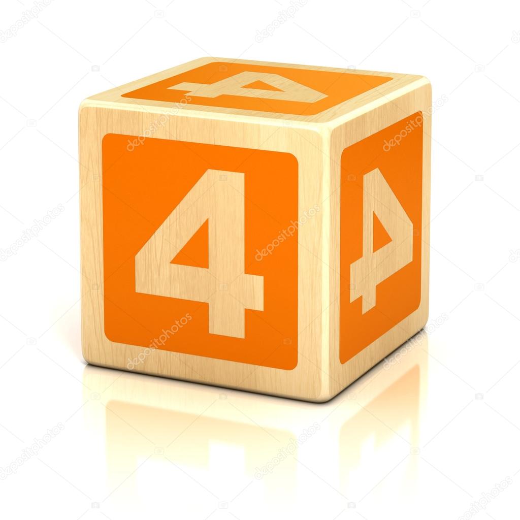 Number four 4 wooden blocks font