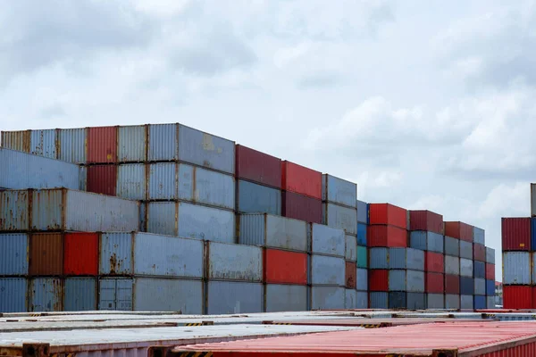 Pila Contenedores Exportaciones Importaciones — Foto de Stock