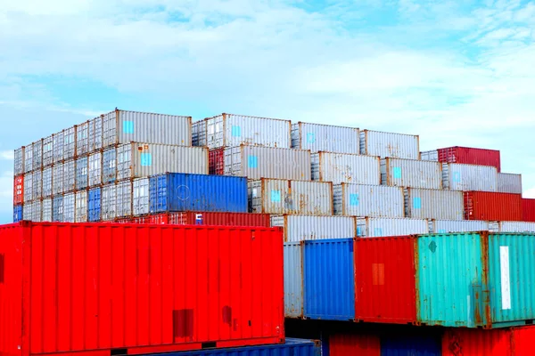 Containervarvet Hamnen Väntar Export Och Import — Stockfoto