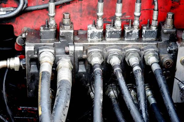 Hydrauliska Ventilrörsystem Maskiner — Stockfoto