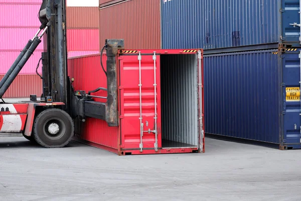 Container Handlers Manage Containers Ship — Stock Photo, Image