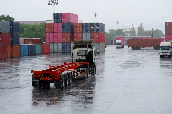 Heavy rain in the international shipping port