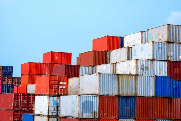 Container Stack Behållare Yard View — Stockfoto