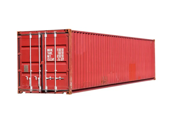 Oude Rode Container Knip Witte Achtergrond Uit Voor Gebruiksgemak — Stockfoto