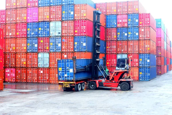 Carico Container Porto Del Porto Barcellona Spagna — Foto Stock