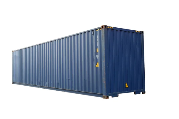 Blauwe Container Witte Achtergrond Voor Gebruiksgemak — Stockfoto