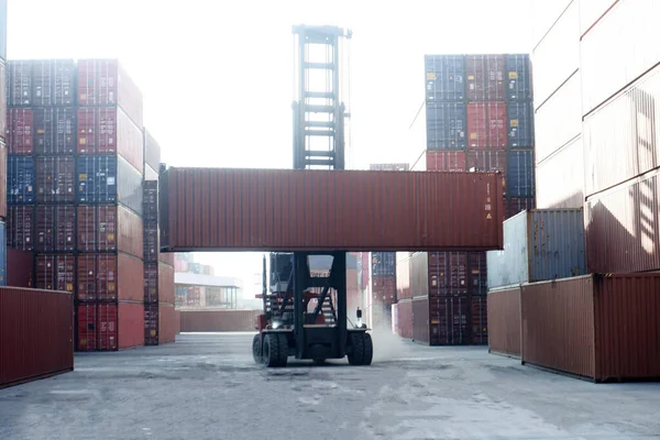 Container Handlers Cargo Container Yard — Stock Photo, Image