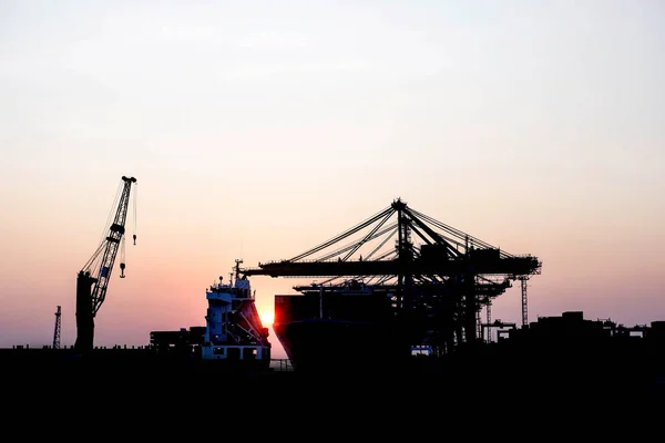 Przemysł Portowy Transport Morski Import Eksport Towarów Kraju — Zdjęcie stockowe