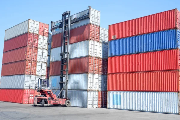 Logistics Transportation Harbor Container Truck Concept Export Import Transport Διεθνές — Φωτογραφία Αρχείου