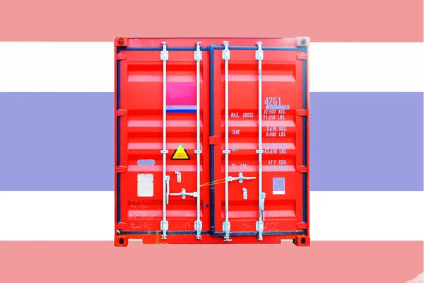 Conceito Tailandês Importação Exportação Container Fundo Tailândia Bandeira — Fotografia de Stock
