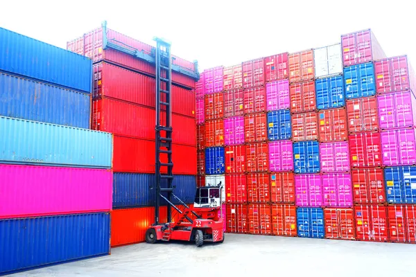 Arbeiten Hafen Über Container Für Import Und Export — Stockfoto