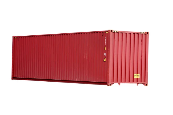 Rode Vrachtcontainer Voor Vervoer Vervoer Witte Achtergrond — Stockfoto