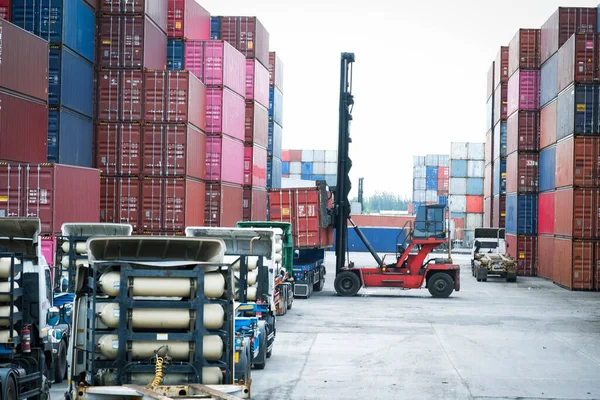 Contentores Sobre Logística Transporte Internacional Portuário — Fotografia de Stock