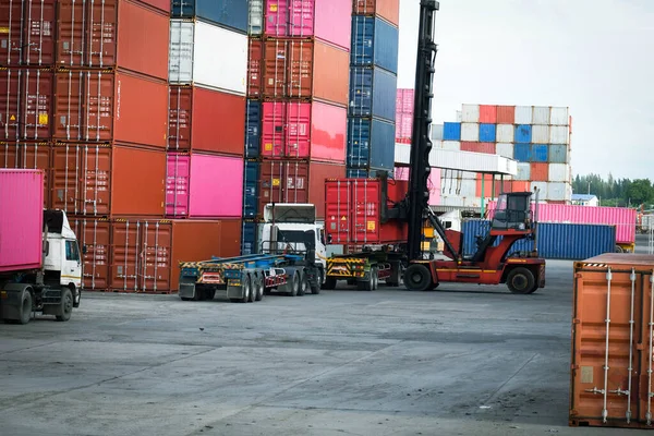 Contentores Sobre Logística Transporte Internacional Portuário — Fotografia de Stock