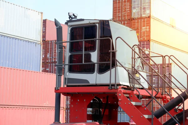 Containerstapler Schaltraum Transport Ansehen — Stockfoto